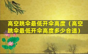 高空跳伞最低开伞高度（高空跳伞最低开伞高度多少合适）