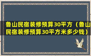 鲁山民宿装修预算30平方（鲁山民宿装修预算30平方米多少钱）