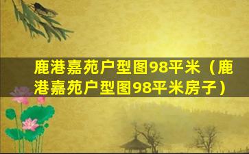 鹿港嘉苑户型图98平米（鹿港嘉苑户型图98平米房子）