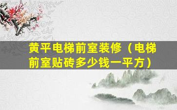 黄平电梯前室装修（电梯前室贴砖多少钱一平方）